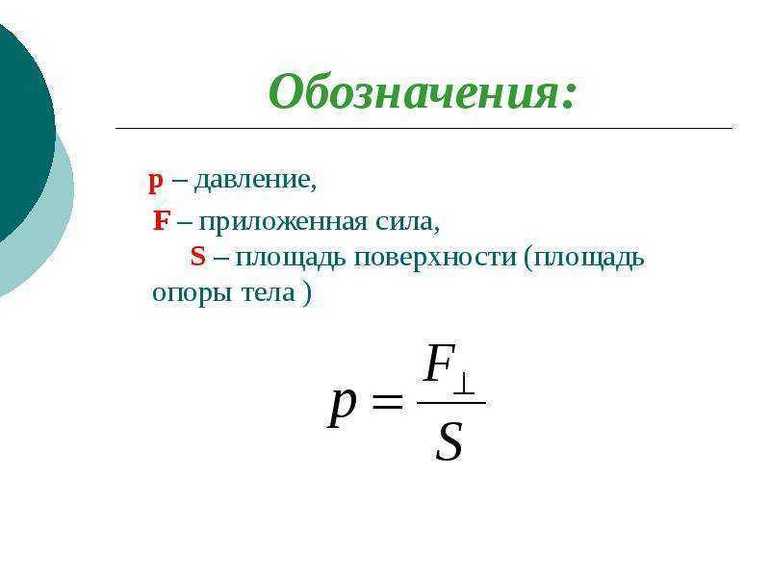 Обозначение давления